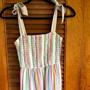 Marine Layer multi color striped tie strap maxi dress; XS, never worn.